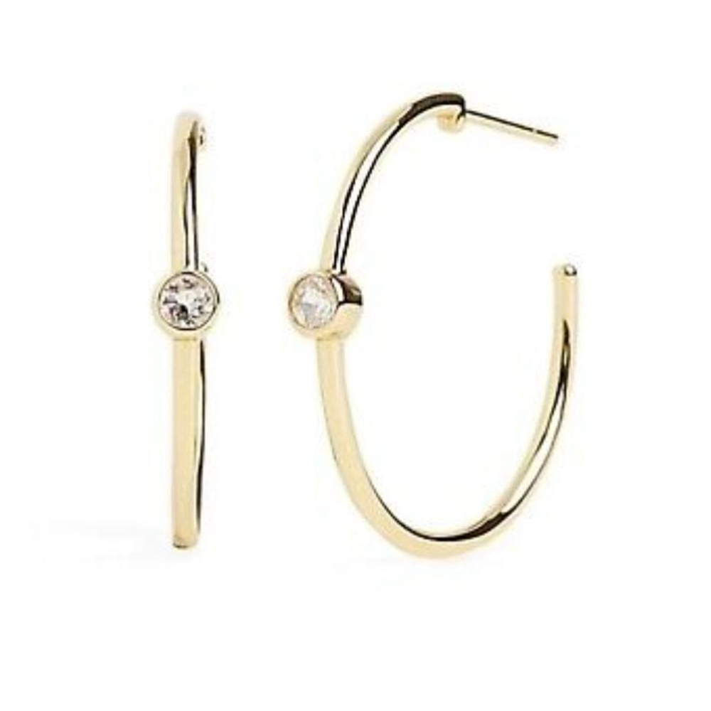 Marrin Costello Elegant Mystique Hoops Topaz Gold Plated Sterling Silver Classic